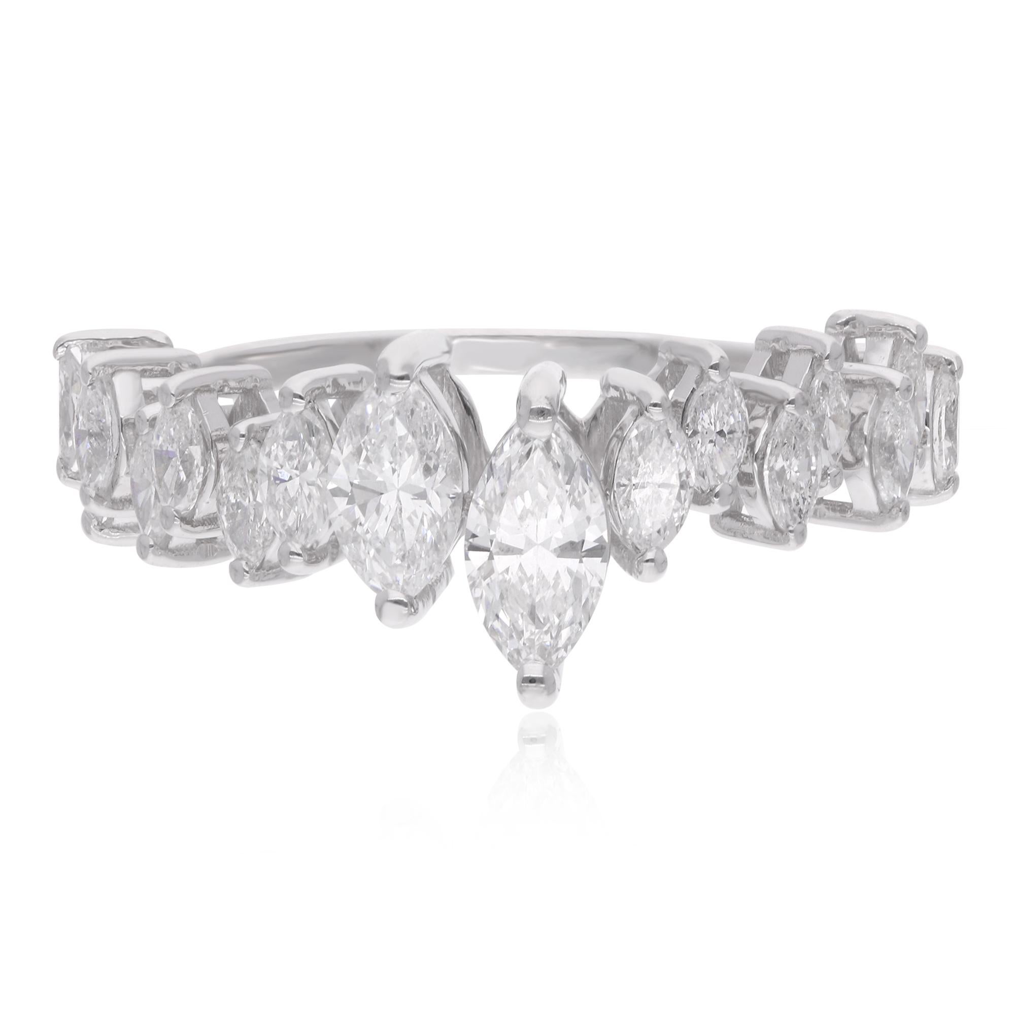 En venta: Anillo de diamantes marquesa naturales de 1,27 quilates de oro blanco de 14 quilates Joyería hecha a mano  6