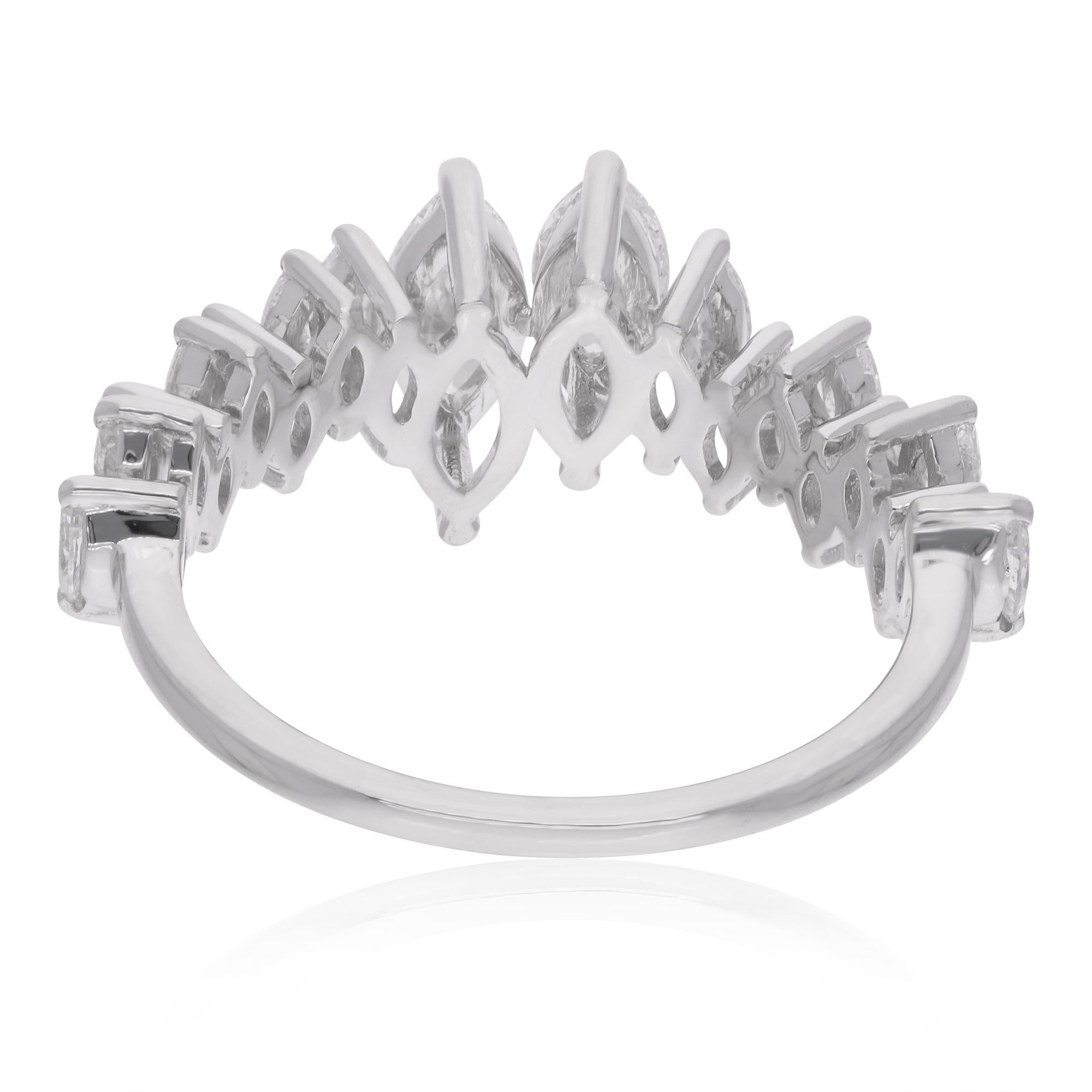 Handgefertigter natürlicher 1,27 Karat Marquise-Diamantring aus 18 Karat Weißgold (Marquiseschliff) im Angebot