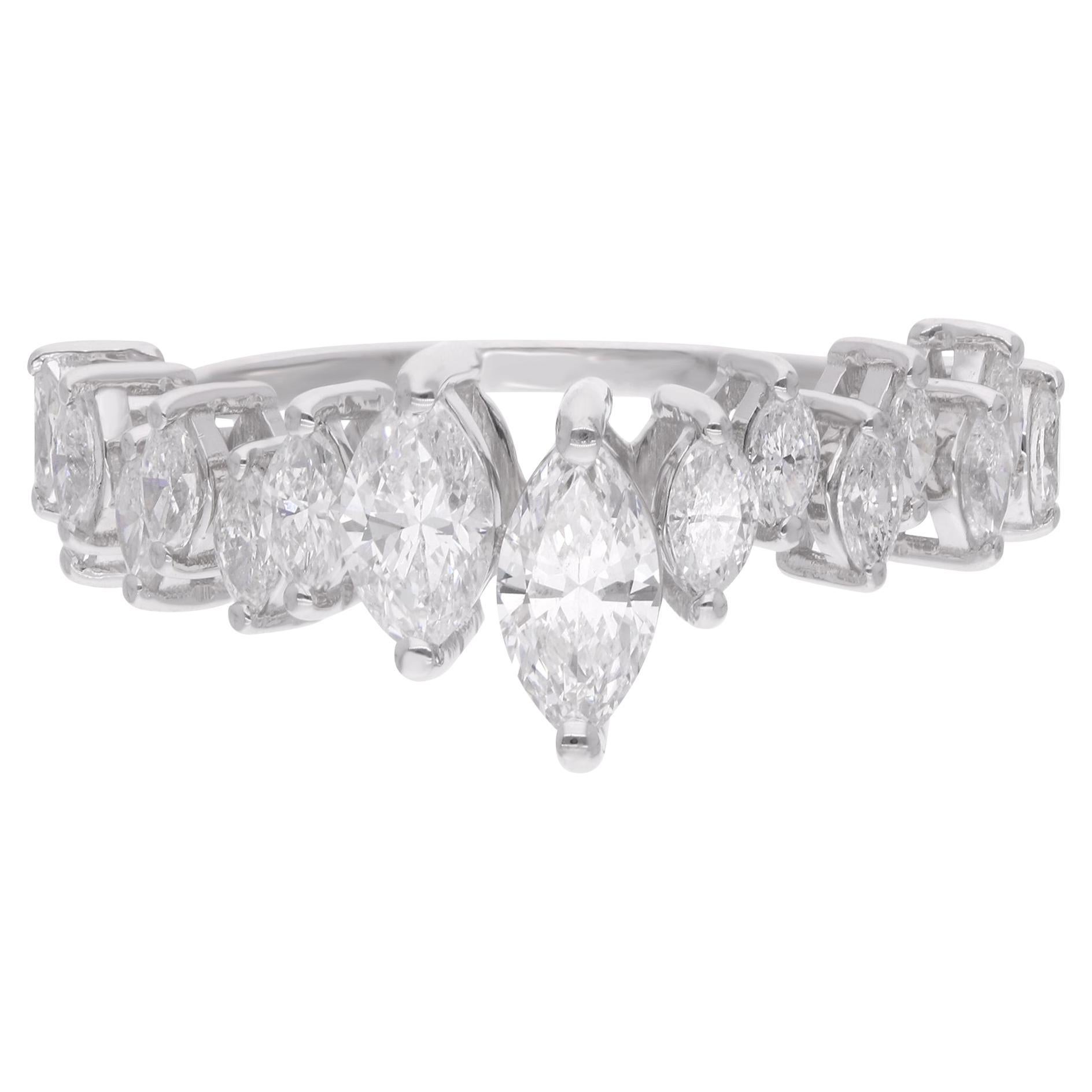 Natural 1.27 Carat Marquise Diamond Ring 18 Karat White Gold Handmade Jewelry