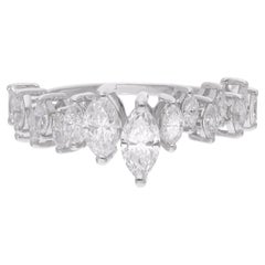 Natural 1.27 Carat Marquise Diamond Ring 18 Karat White Gold Handmade Jewelry