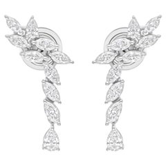 Natürliche natürliche 1,27 Karat SI/H Marquise Birnen-Diamant-Ohrringe 18k Weißgold Schmuck