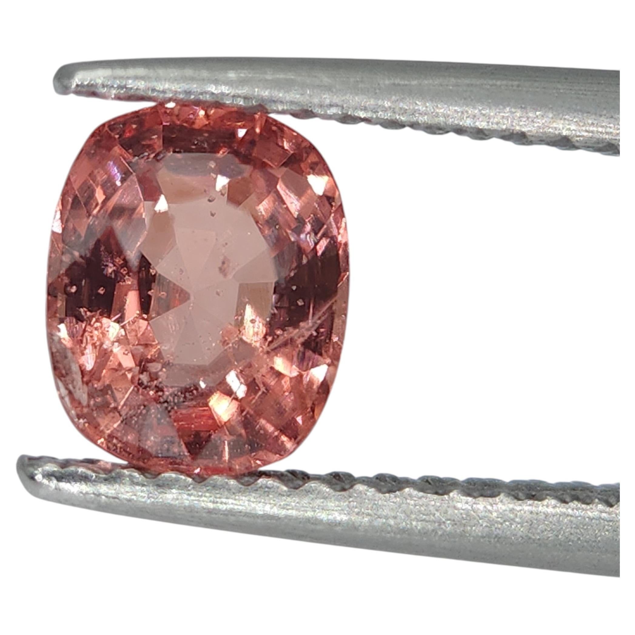 Natural 1.28 carat Unheated Peach color Spinel, cushion Cut Gemstone For Sale