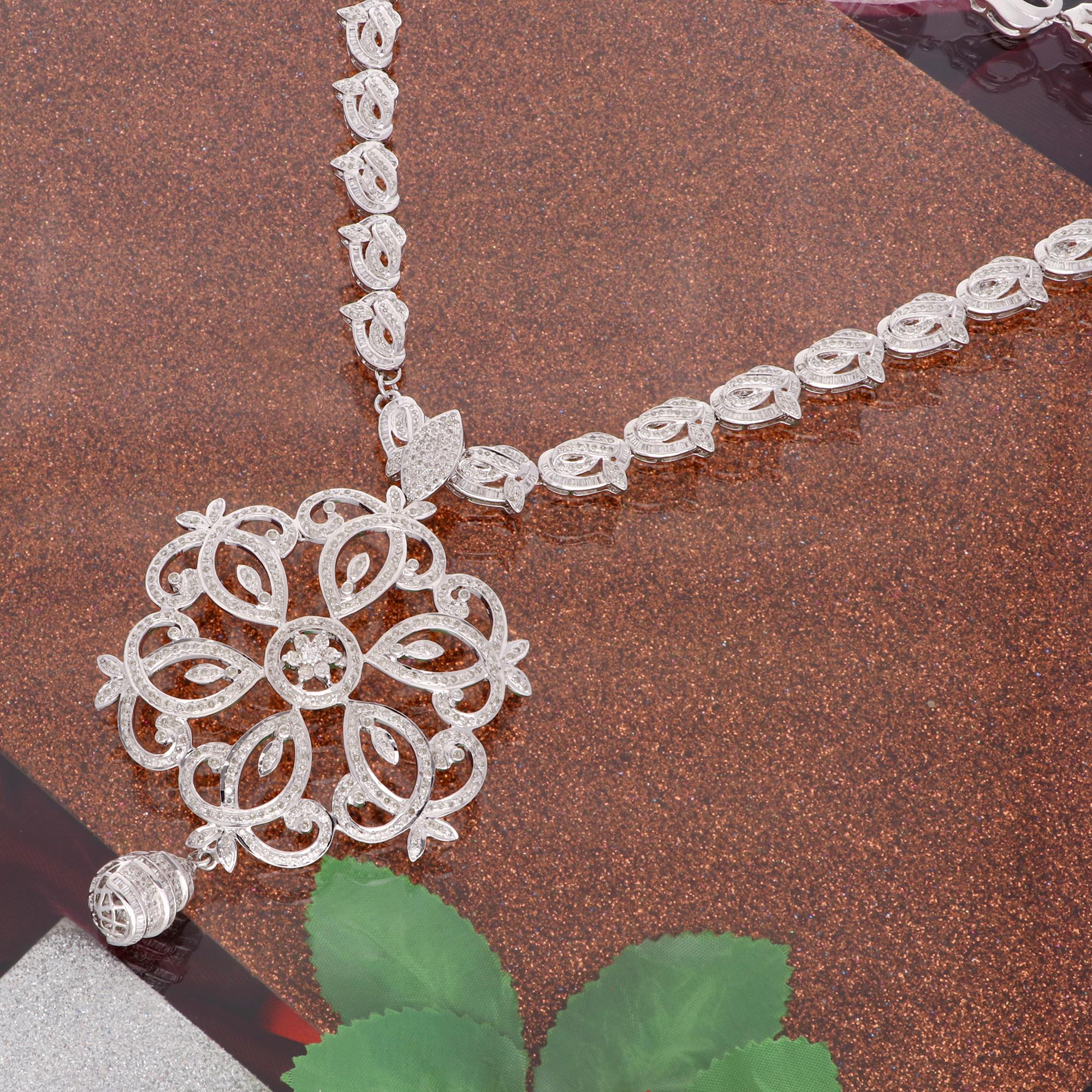 pave flower necklace