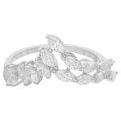 Anello Chevron con diamante marquise naturale da 1,29 carati SI/H in oro bianco massiccio 14 carati