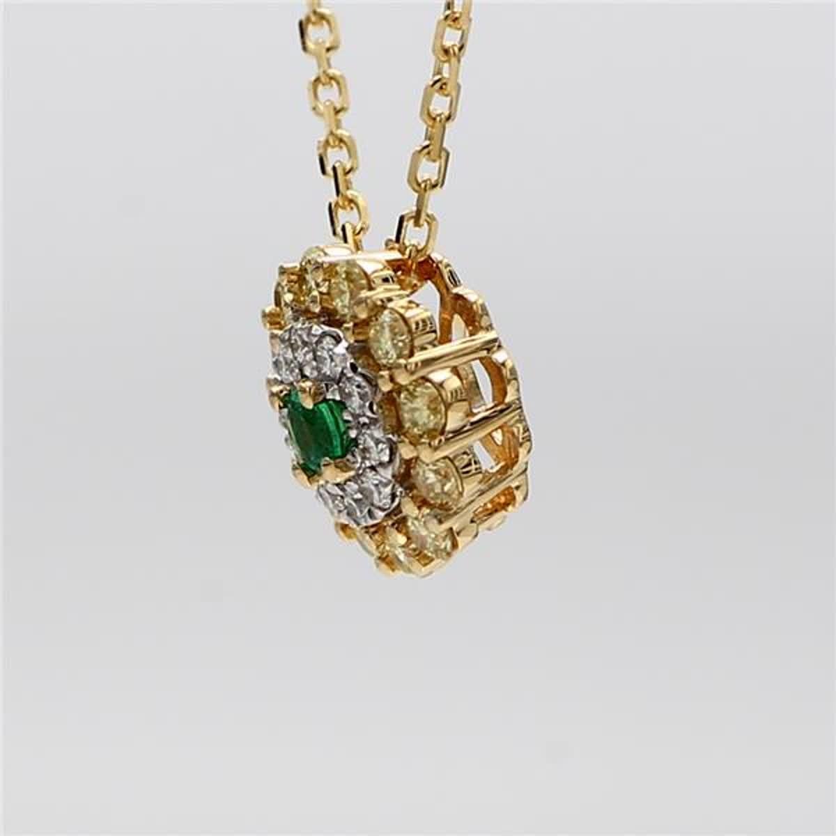 Contemporary Natural Round Emerald and White Diamond .65 Carat TW Gold Drop Pendant