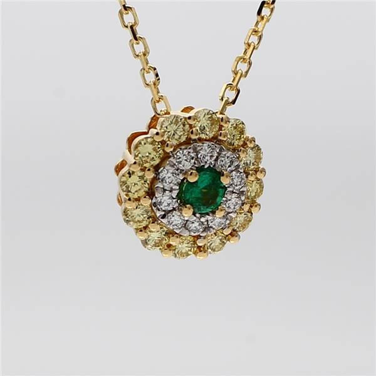 Natural Round Emerald and White Diamond .65 Carat TW Gold Drop Pendant 1