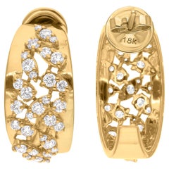 Pendientes de diamantes naturales talla brillante redonda SI/H de 1,3 quilates y oro amarillo de 18 quilates