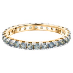 Nature 1.30 Carat Blue Sapphire Gemstone Band Ring 14 Karat Yellow Gold Jewelry