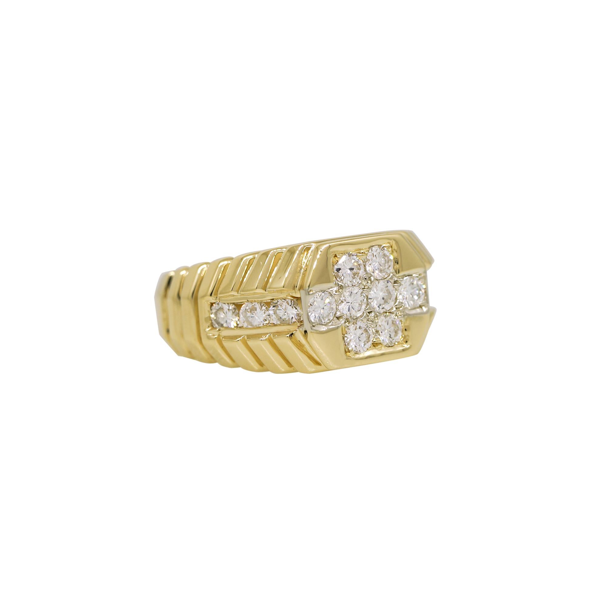 Natural 1.30 Carat Round Brilliant Cut Diamond 18-Karat Men's Ring

This stunning men's ring features 1.30 carats of natural, round brilliant cut diamonds and the diamonds are set in beautiful, 18-karat yellow gold. This ring will make a great gift