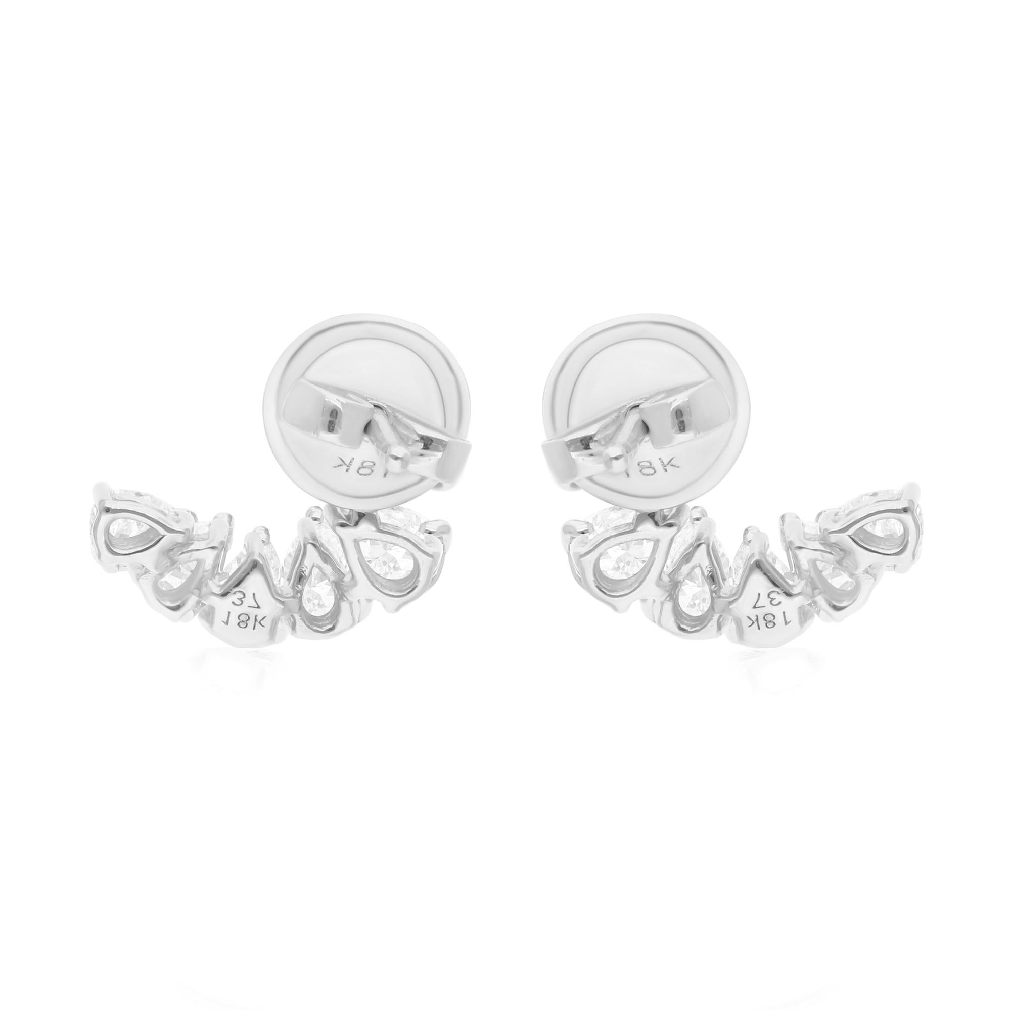 Natural 1.30 Carat SI/H Pear Brilliant Cut Diamond Earrings 14 Karat White Gold In New Condition For Sale In Diera, Dubai