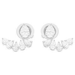 Natural 1.30 Carat SI/H Pear Brilliant Cut Diamond Earrings 14 Karat White Gold