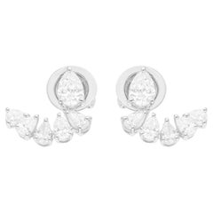 Natural 1.30 Carat SI/H Pear Brilliant Cut Diamond Earrings 18 Karat White Gold