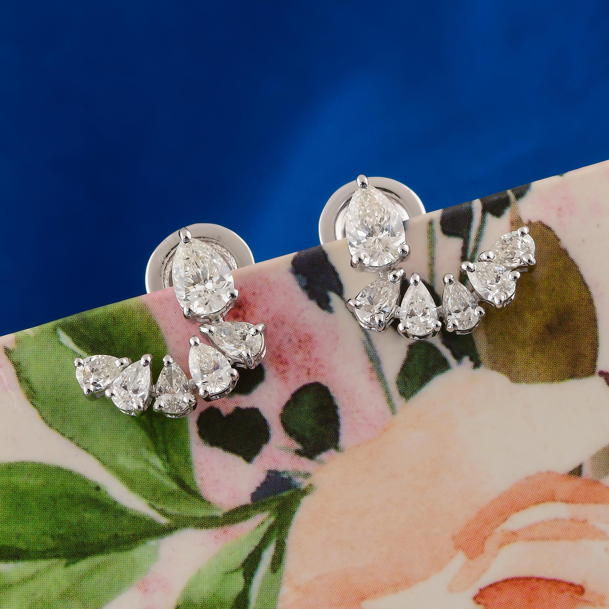 Modern Natural 1.30 Carat SI/H Pear Brilliant Cut Diamond Earrings 18 Karat White Gold For Sale