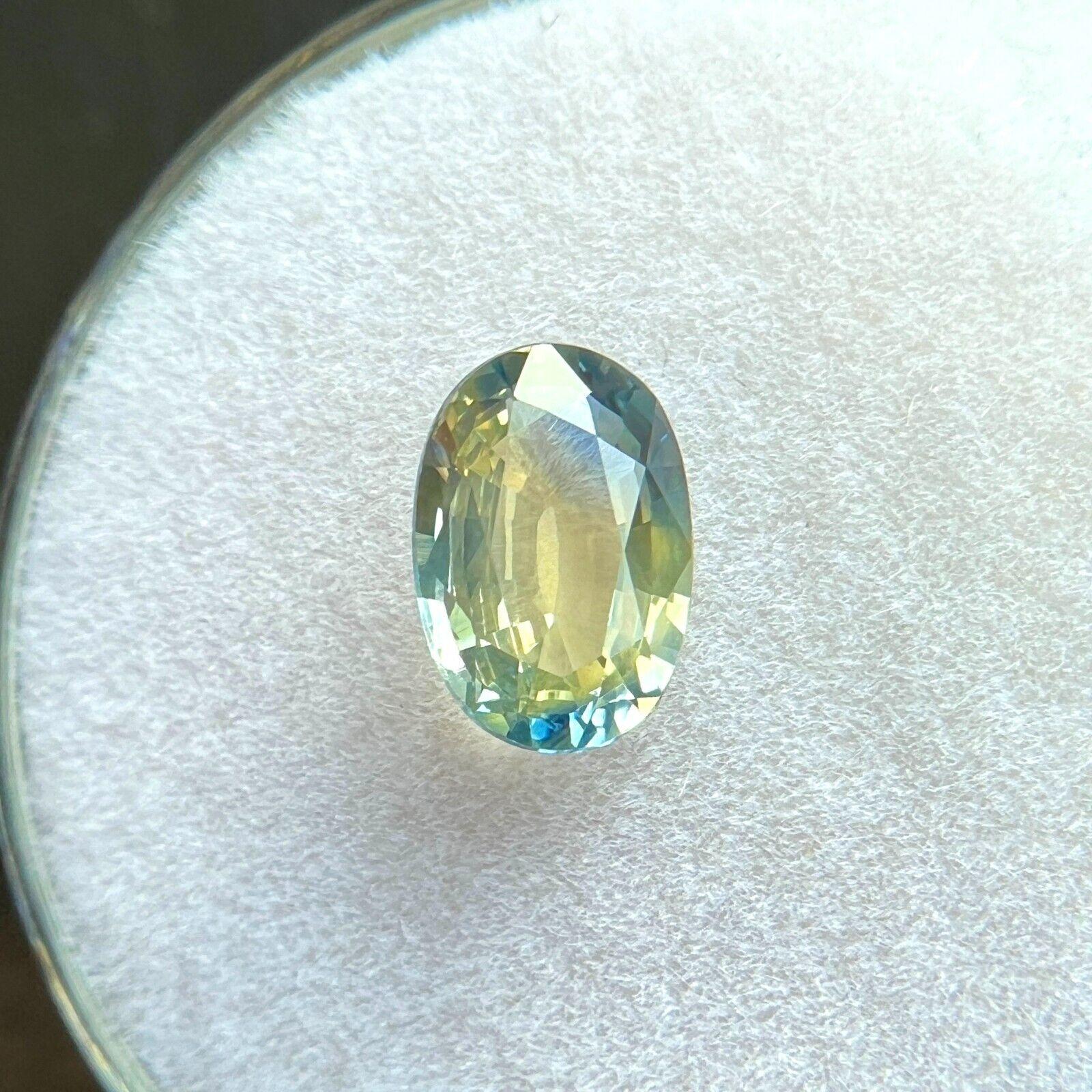 Women's or Men's Natural 1.30Ct Sapphire Blue Yellow Oval Cut Ceylon Gem 8x5.4mm VS For Sale