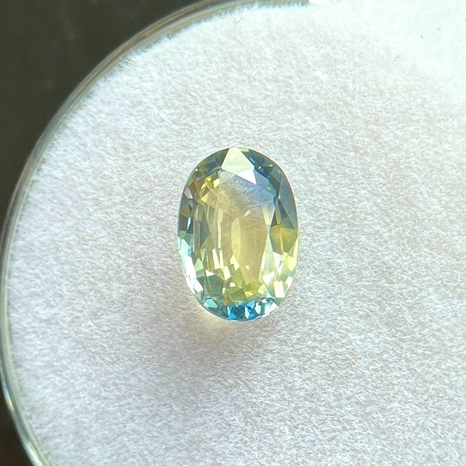 Natural 1.30Ct Sapphire Blue Yellow Oval Cut Ceylon Gem 8x5.4mm VS For Sale 1