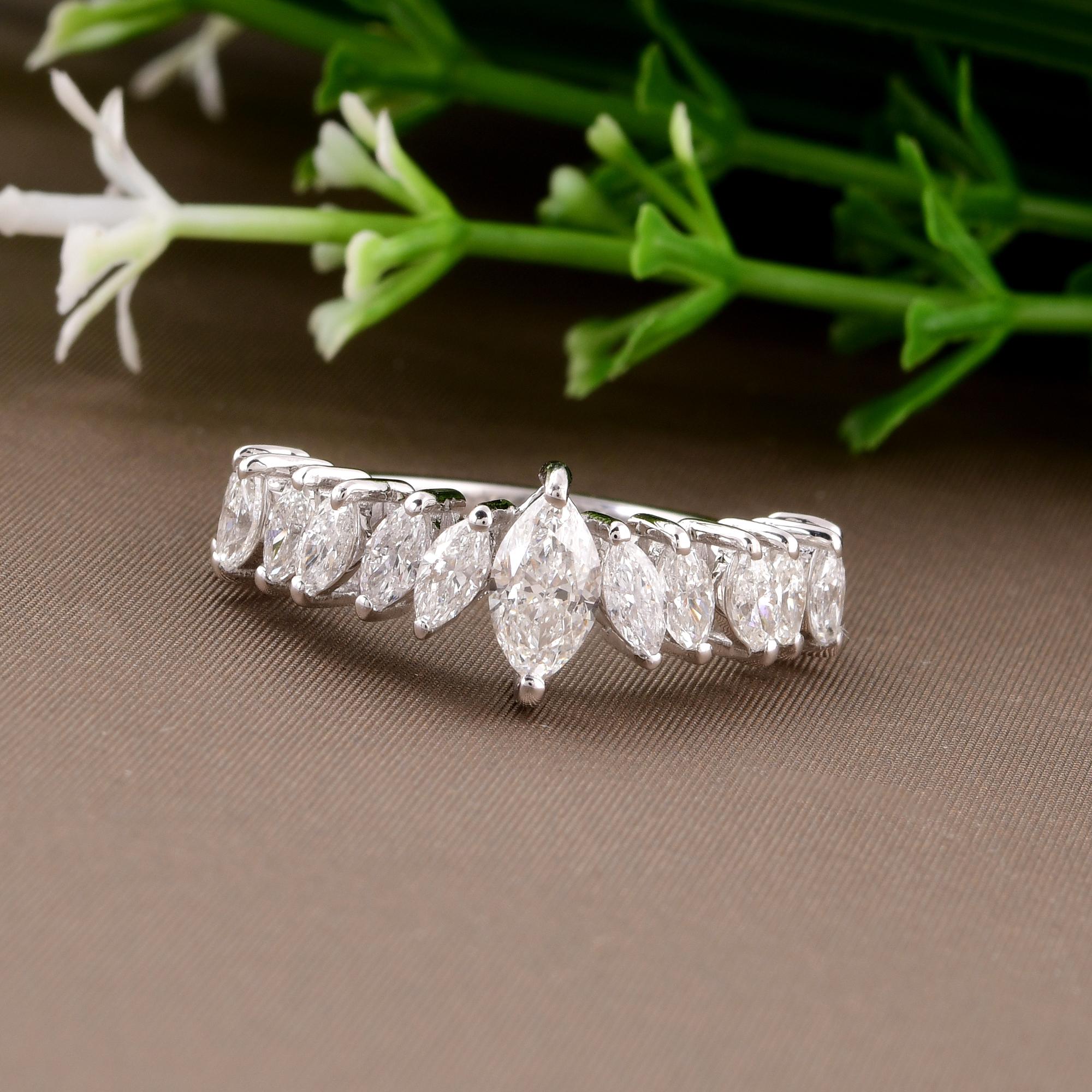 Im Angebot: Natürlicher 1,31 Karat Marquise Diamantring 14 Karat Weißgold Handgefertigter Schmuck () 3