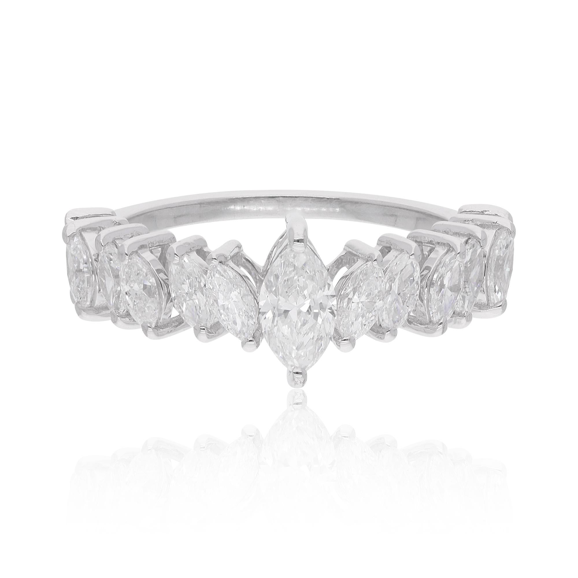 Im Angebot: Natürlicher 1,31 Karat Marquise Diamantring 14 Karat Weißgold Handgefertigter Schmuck () 6