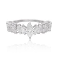 Nature 1.31 Carat Marquise Diamond Ring 14 Karat White Gold Handmade Jewelry
