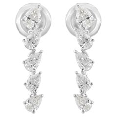 Pendientes de diamantes pera naturales de 1,31 quilates, claridad SI y color HI, oro blanco de 14 quilates