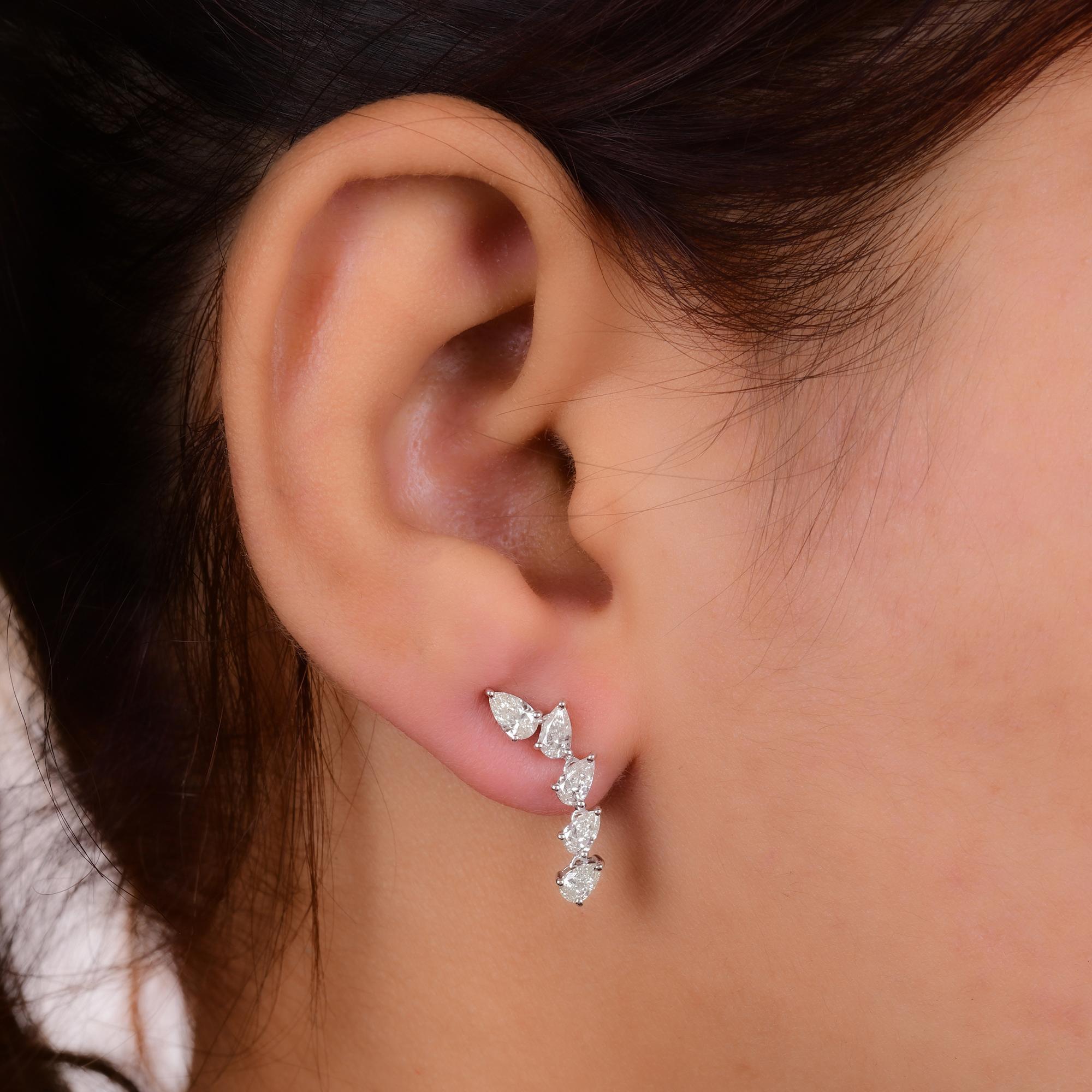 Natürliche natürliche 1,31 Karat SI Reinheit HI Farbe Birnen-Diamant-Ohrringe 18 Karat Weißgold (Moderne) im Angebot