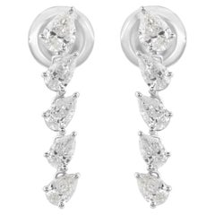 Pendientes de diamantes pera naturales de 1,31 quilates, claridad SI y color HI, oro blanco de 18 quilates