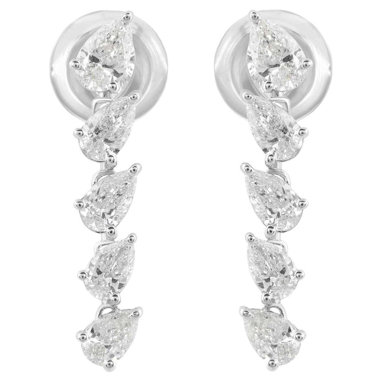 Boucles d
oreilles en or blanc 18 carats avec diamants poire naturels de 1,31 carat de pureté SI de couleur hi-colore