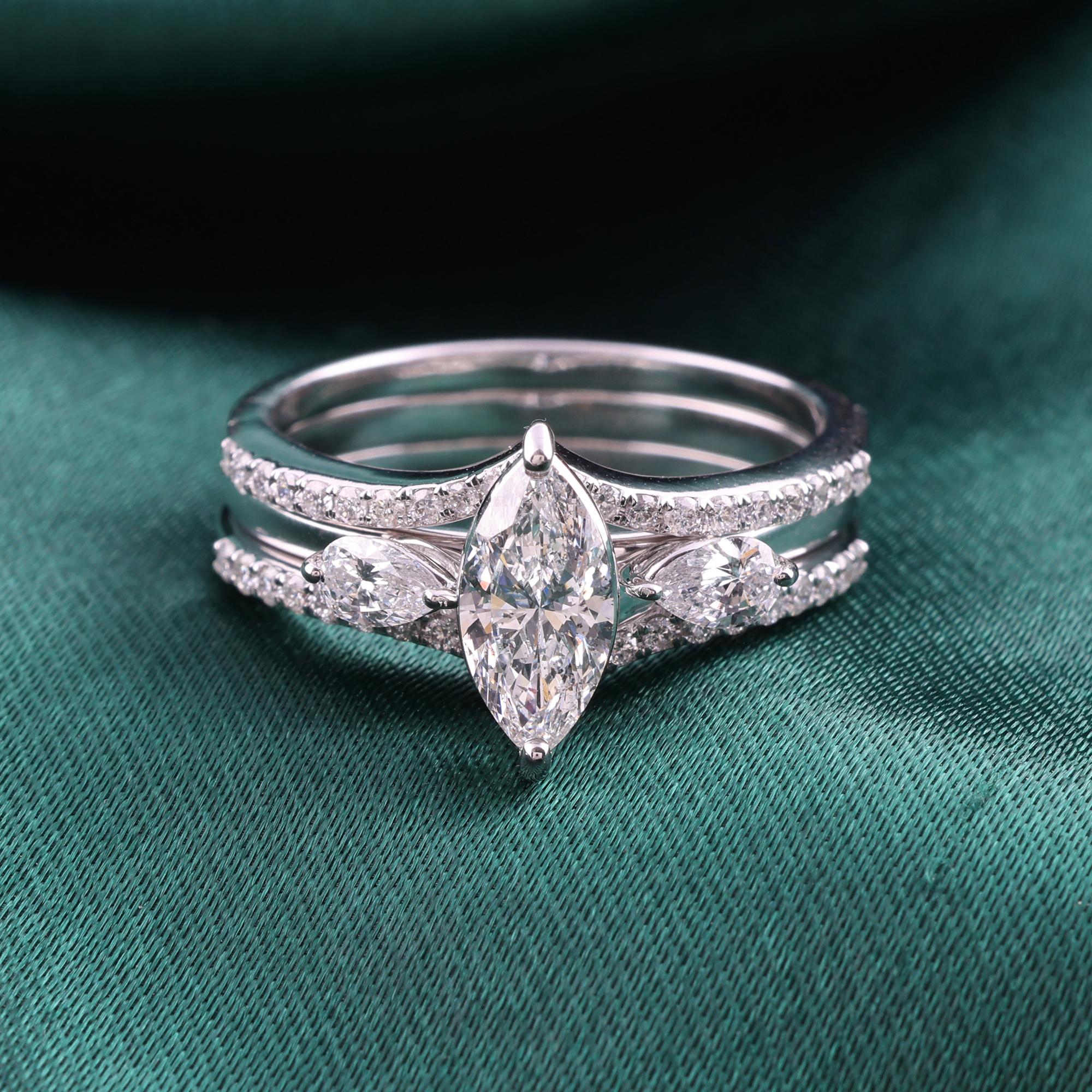 En venta: Anillo de diamantes redondo marquesa SI/H natural de 1,31 quilates Joyas de oro blanco de 18 quilates  3