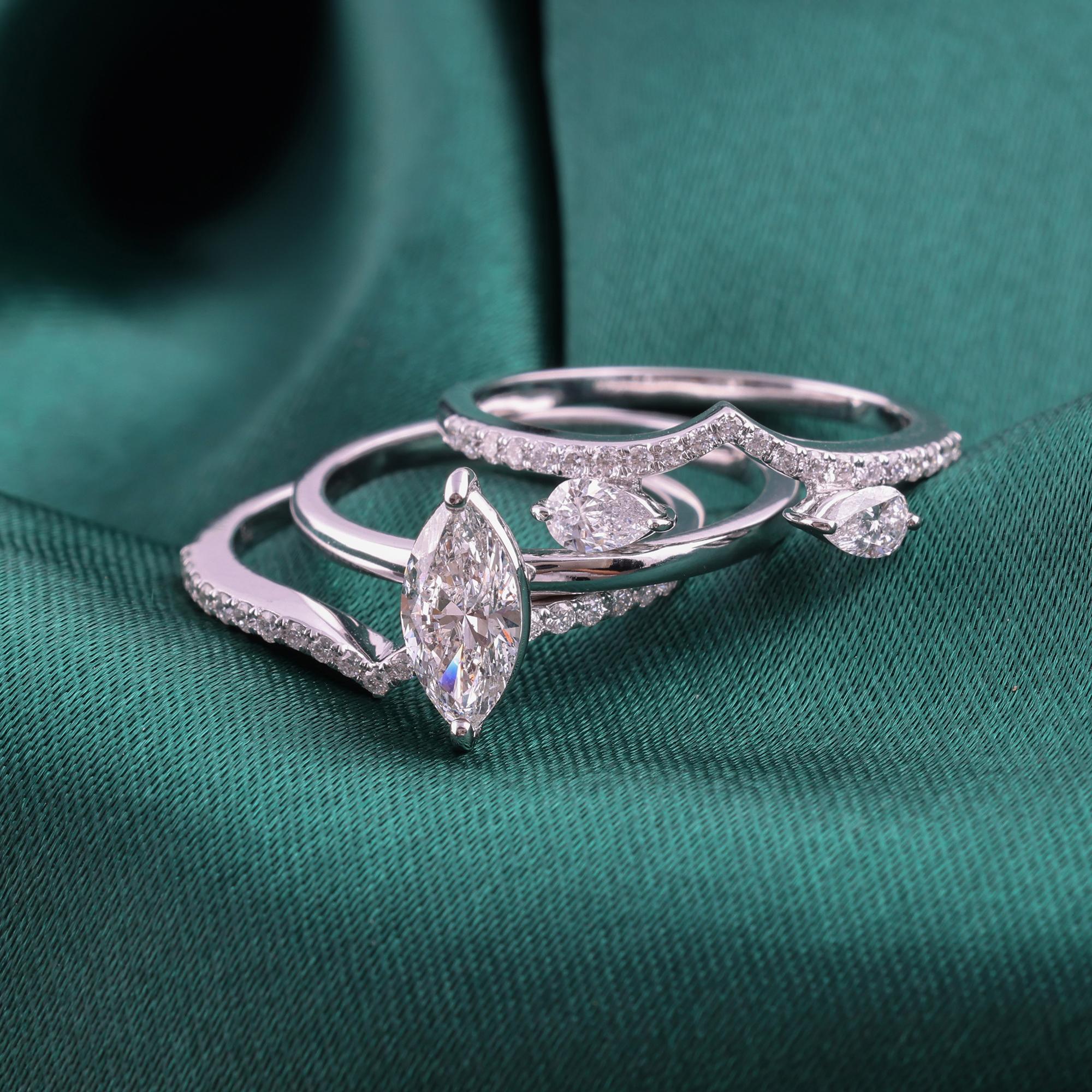 En venta: Anillo de diamantes redondo marquesa SI/H natural de 1,31 quilates Joyas de oro blanco de 18 quilates  6