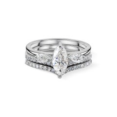 Anello con diamante tondo marquise naturale da 1,31 carati SI/H Gioielli in oro bianco 18 carati