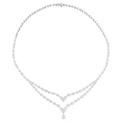 Natural 13.14 Carat SI/H Pear Shape Diamond Necklace 14 Karat White Gold Jewelry