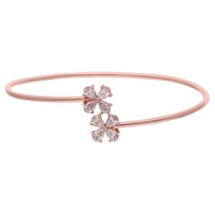 Natural 1.32 Carat Pear Shape Diamond Bangle Bracelet 18 Karat Rose Gold Jewelry