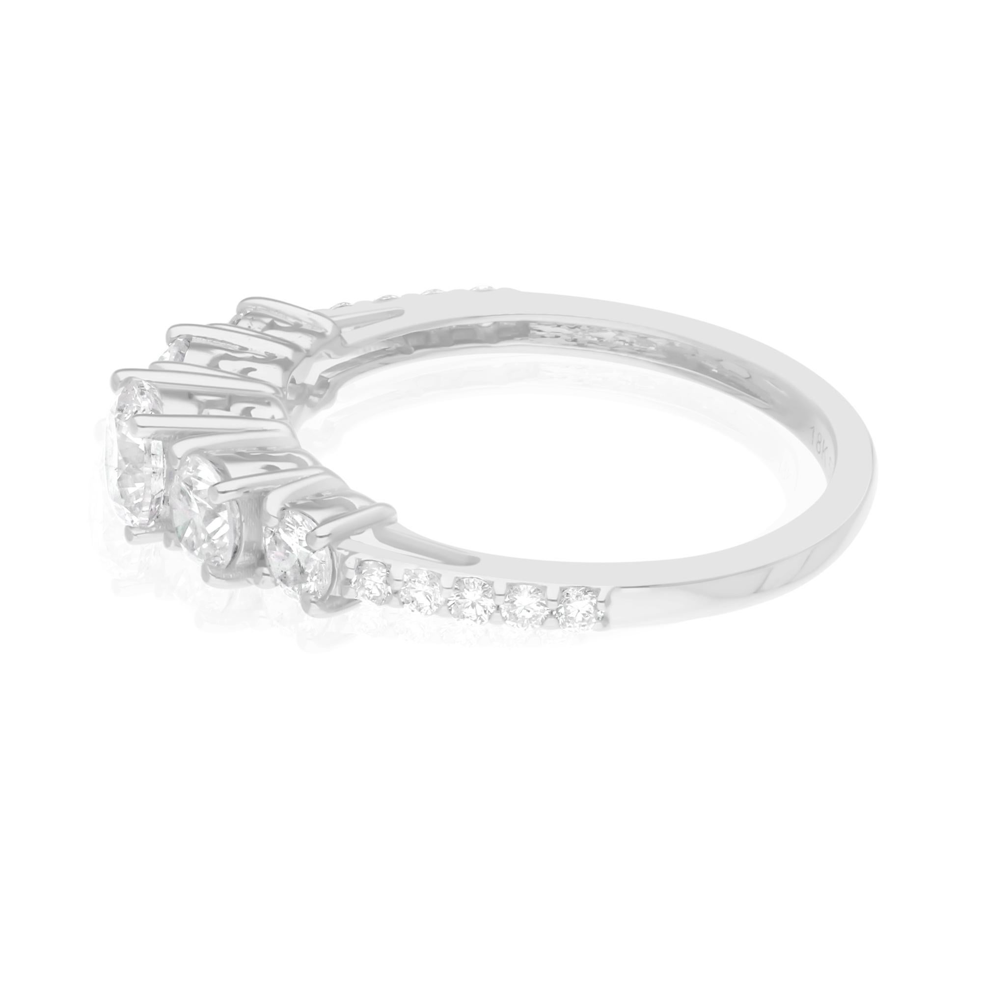 Modern Natural 1.32 Carat SI Clarity HI Color Diamond Ring 14 Karat White Gold Jewelry For Sale