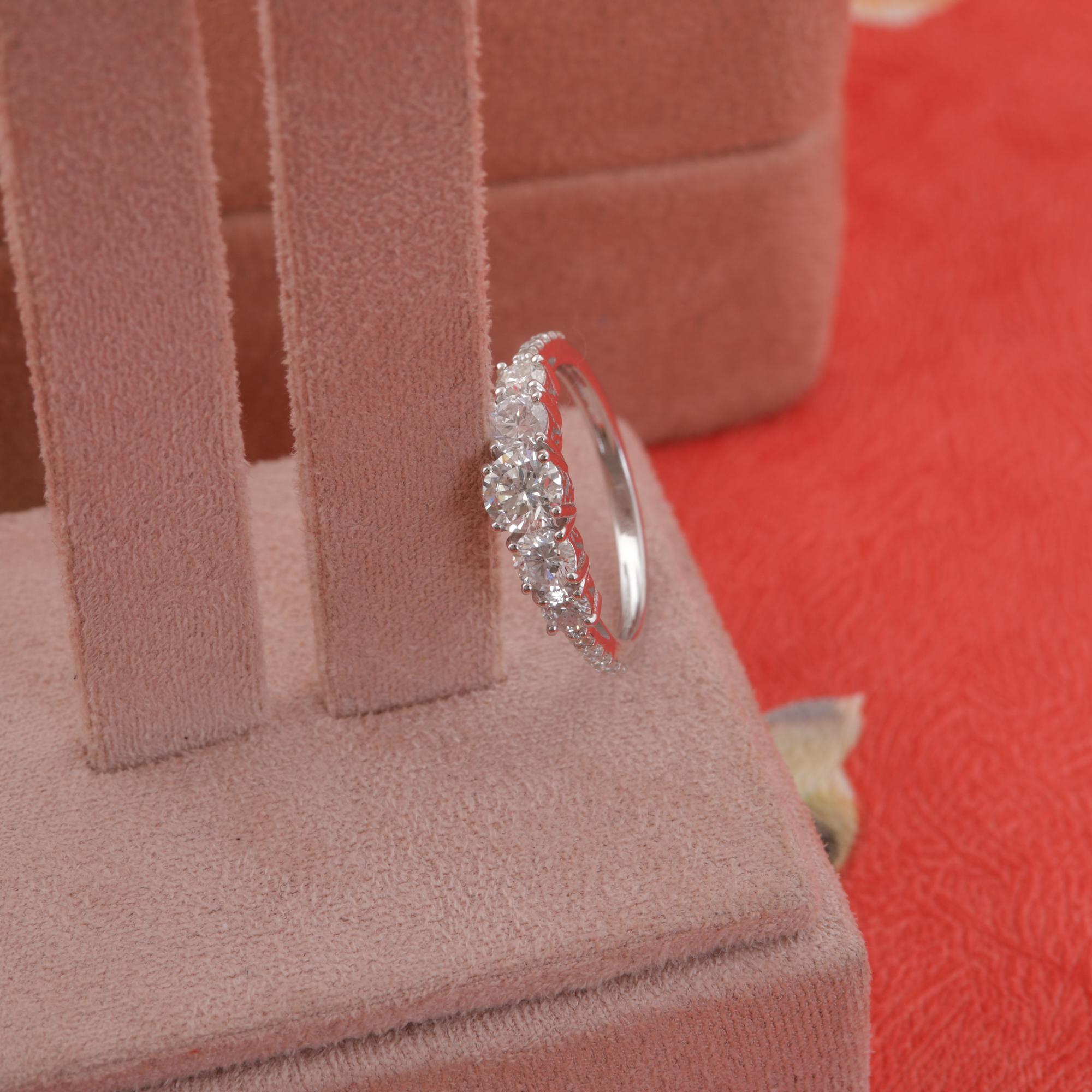 Women's Natural 1.32 Carat SI Clarity HI Color Diamond Ring 14 Karat White Gold Jewelry For Sale