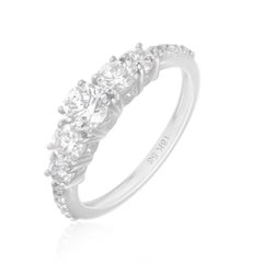 18K White Gold Natural Diamond Five Stone Ring 1.32 Carat Band Ring