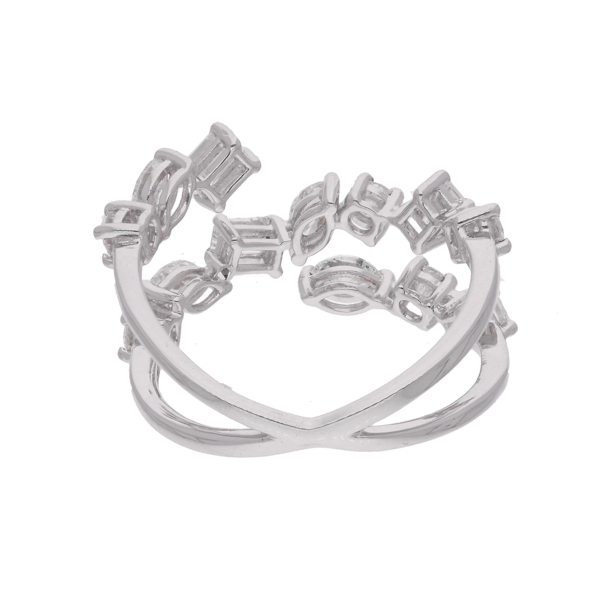 Moderno Anello da polso incrociato con diamante naturale da 1,32 carati SI/H Regalo in oro bianco 18k in vendita