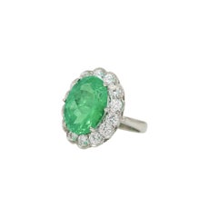 Natural 13.3 Carat Emerald & Diamond Halo Platinum Statement Ring In Stock