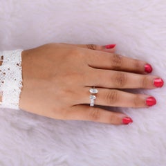 Natural 1.33 Carat Pear & Marquise Diamond Cuff Ring 14 Karat White Gold Jewelry