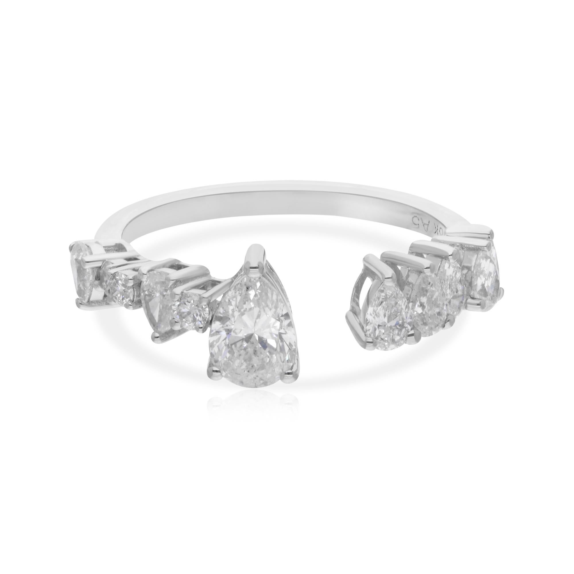 En venta: Anillo puño de diamantes marquesa y pera natural de 1,33 quilates Joyas de oro blanco de 18 quilates  3