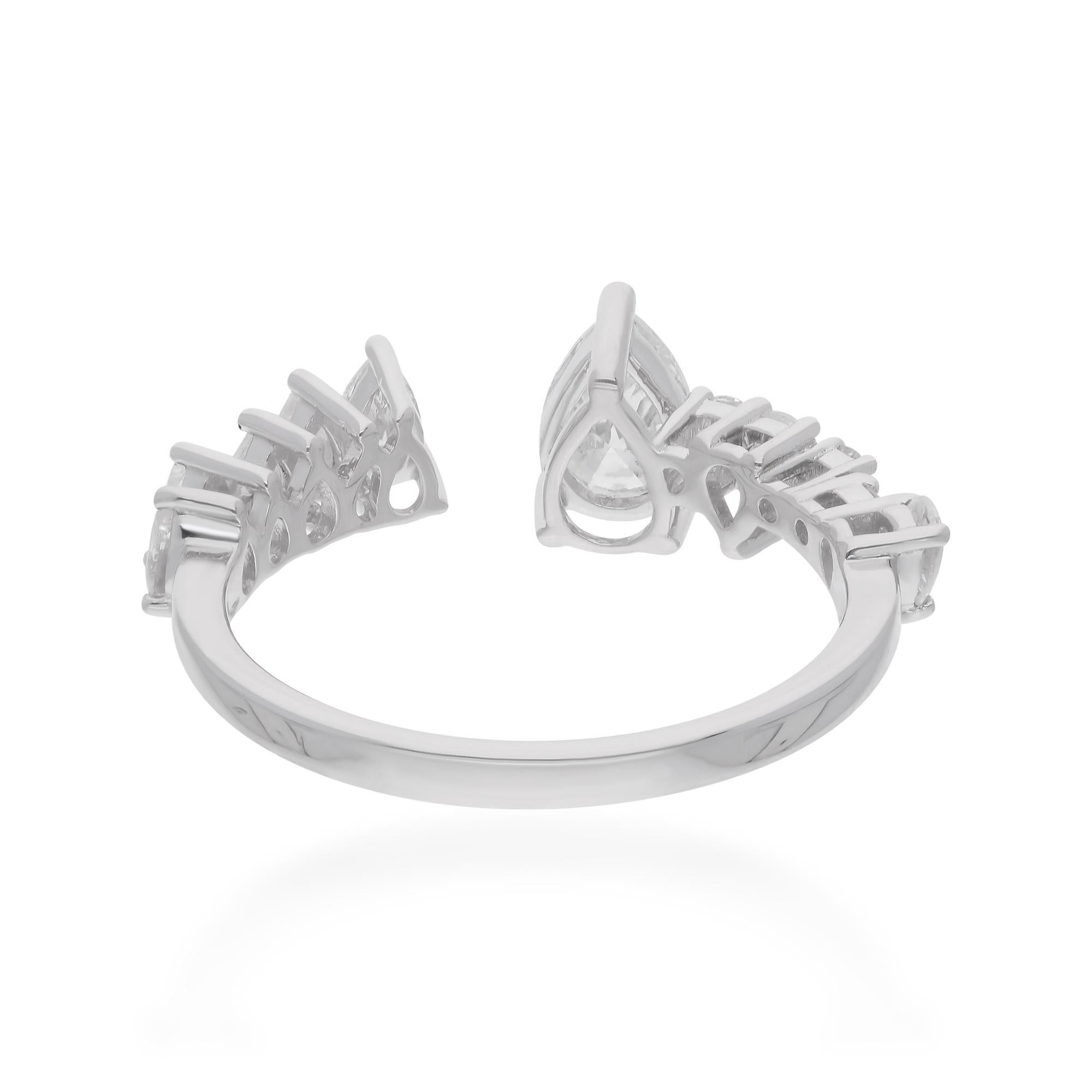 En venta: Anillo puño de diamantes marquesa y pera natural de 1,33 quilates Joyas de oro blanco de 18 quilates  5