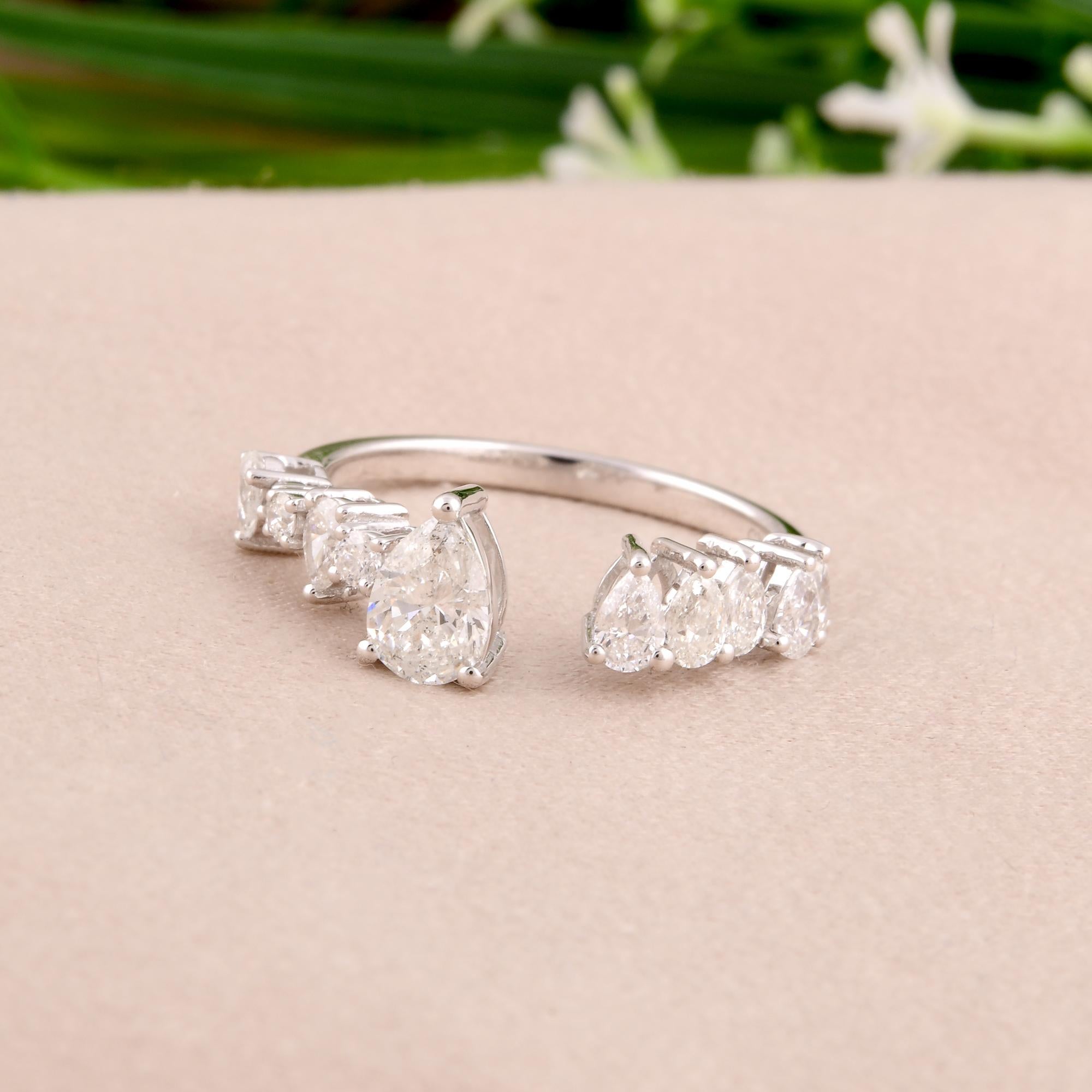 En venta: Anillo puño de diamantes marquesa y pera natural de 1,33 quilates Joyas de oro blanco de 18 quilates  6