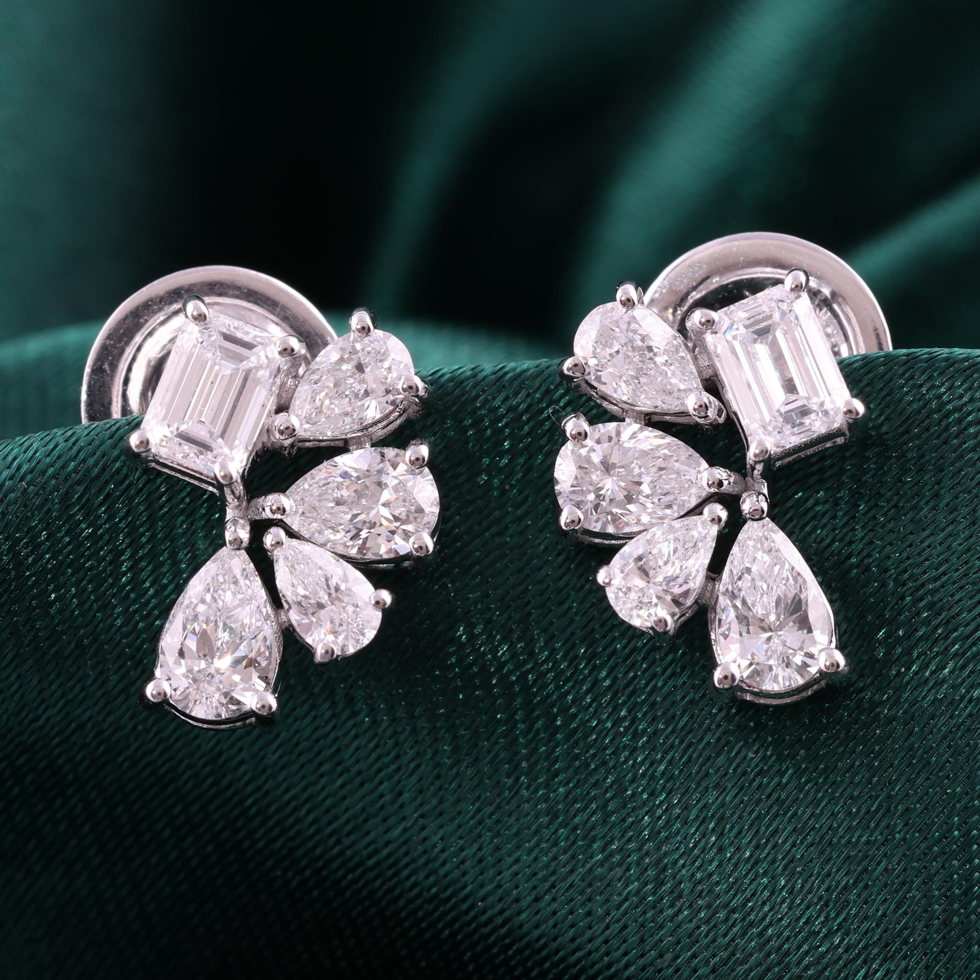 Moderne Nature 1.33 Carat SI Clarity HI Color Diamond Stud Earrings 9 Karat White Gold en vente