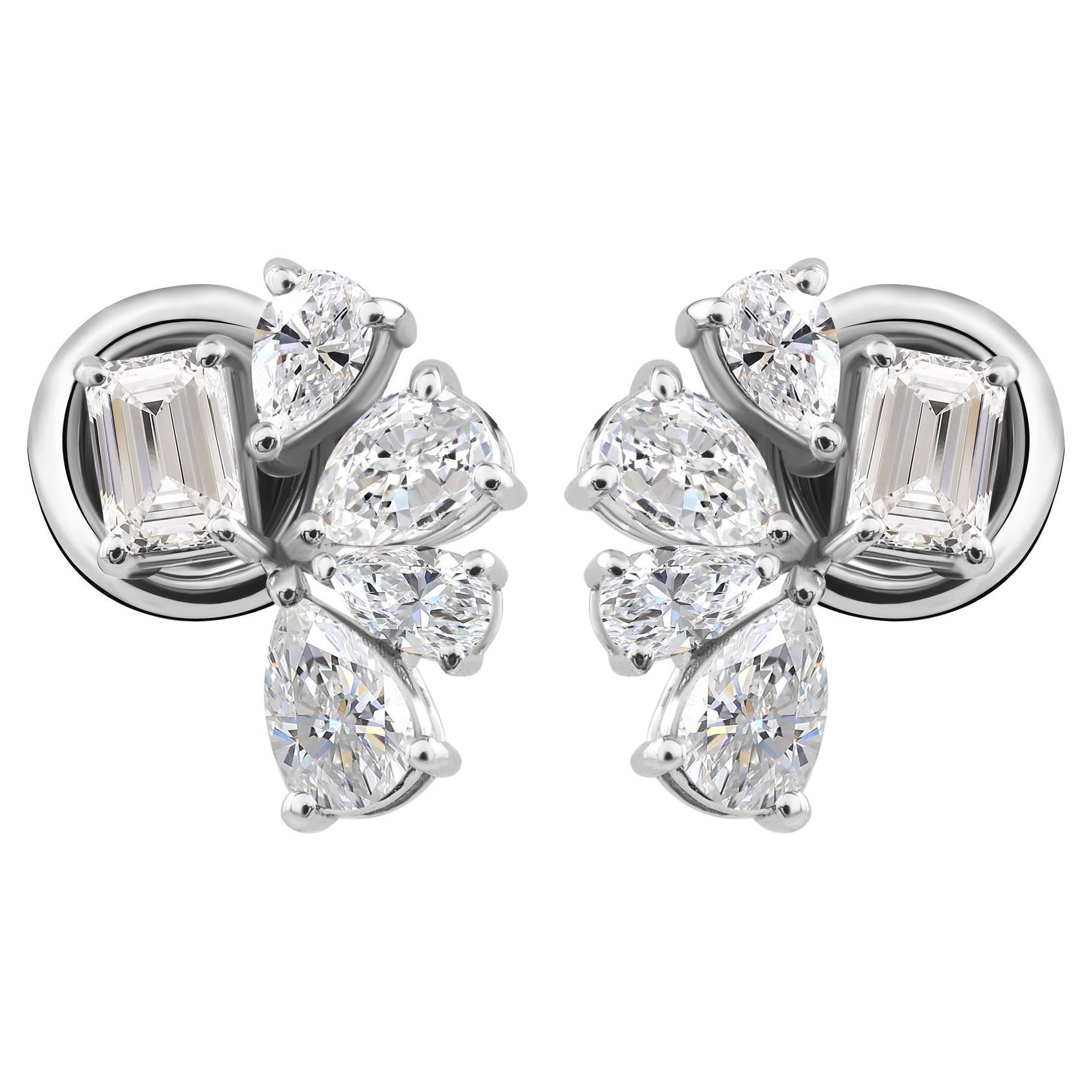 Nature 1.33 Carat SI Clarity HI Color Diamond Stud Earrings 9 Karat White Gold en vente