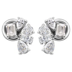 Nature 1.33 Carat SI Clarity HI Color Diamond Stud Earrings 9 Karat White Gold