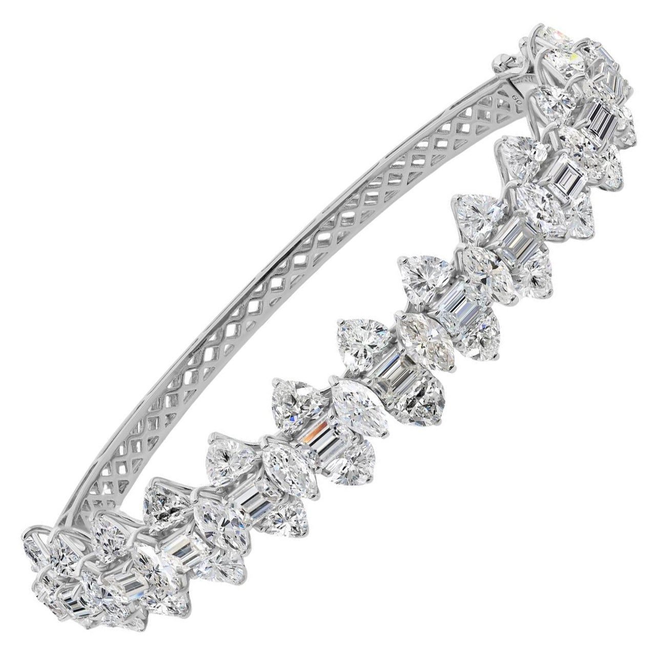 Nature 13.3 Carat SI/H Multi Shape Diamond Bracelet 14 Karat White Gold Jewelry
