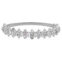 Natural 13.3 Carat SI/H Multi Shape Diamond Bracelet 14 Karat White Gold Jewelry