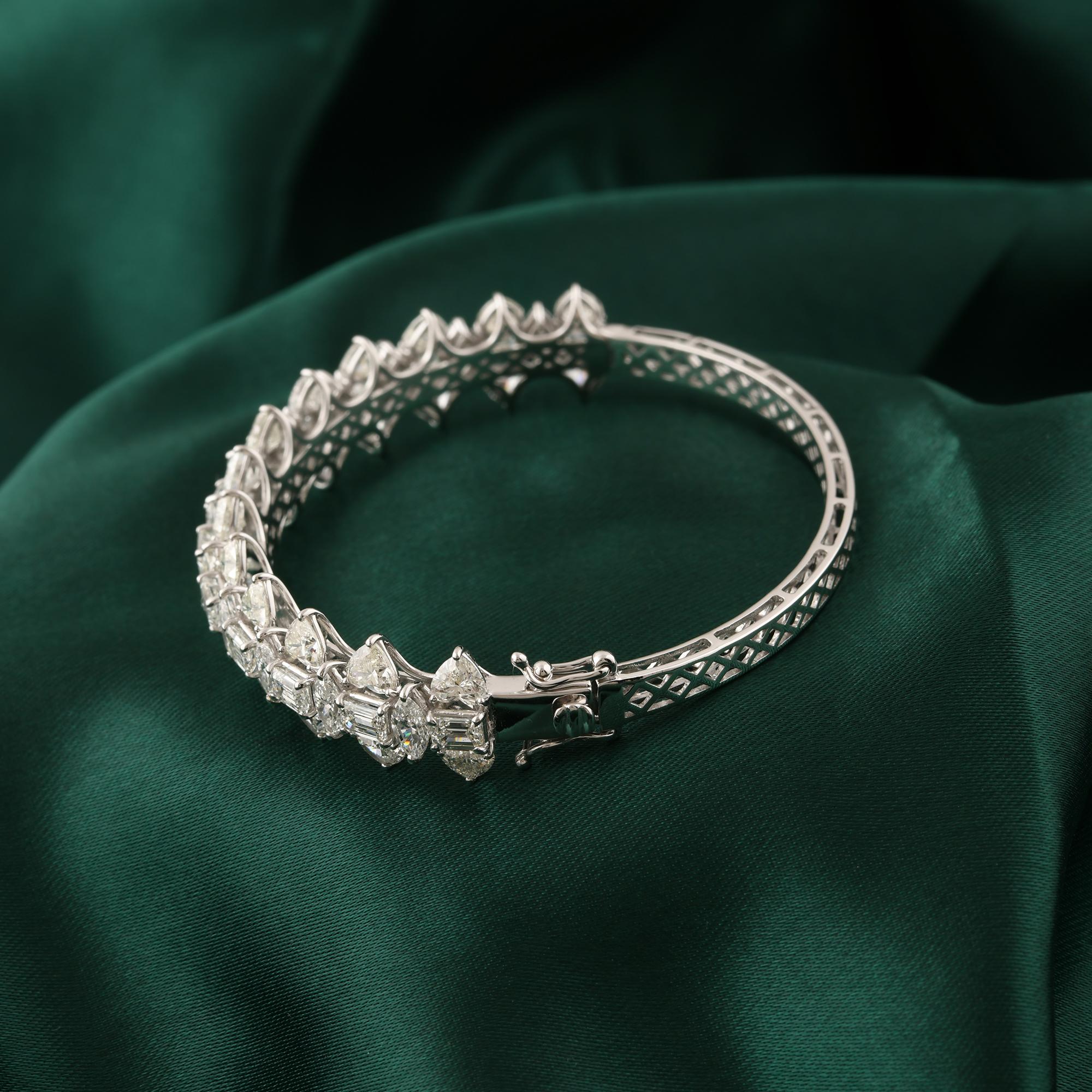 Pulsera de diamantes naturales de 13,3 quilates SI/H multiforma Joyas de oro blanco de 18 quilates Moderno en venta