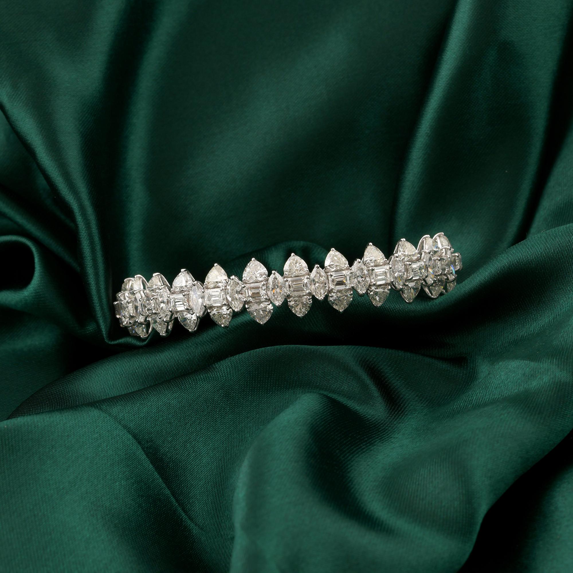 De las mujeres Pulsera de diamantes naturales de 13,3 quilates SI/H multiforma Joyas de oro blanco de 18 quilates en venta