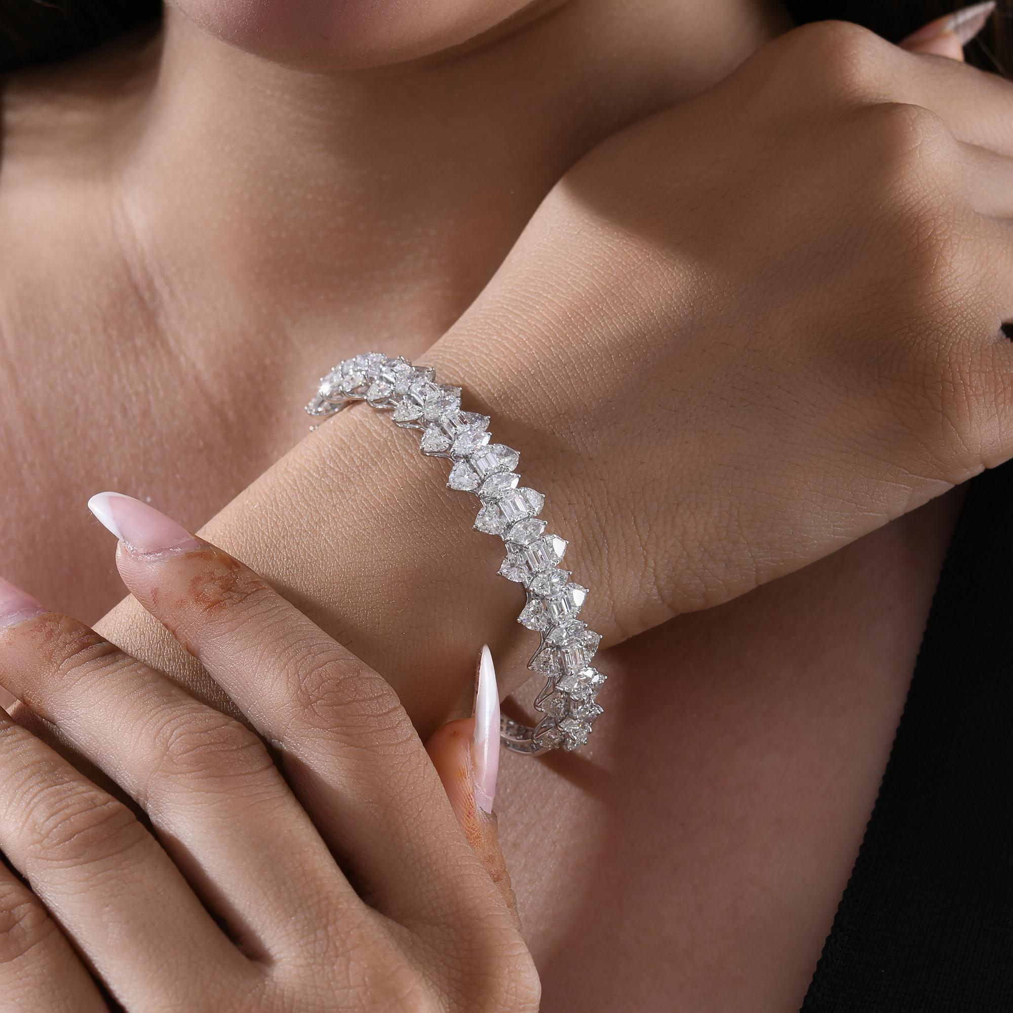 Pulsera de diamantes naturales de 13,3 quilates SI/H multiforma Joyas de oro blanco de 18 quilates en venta 1