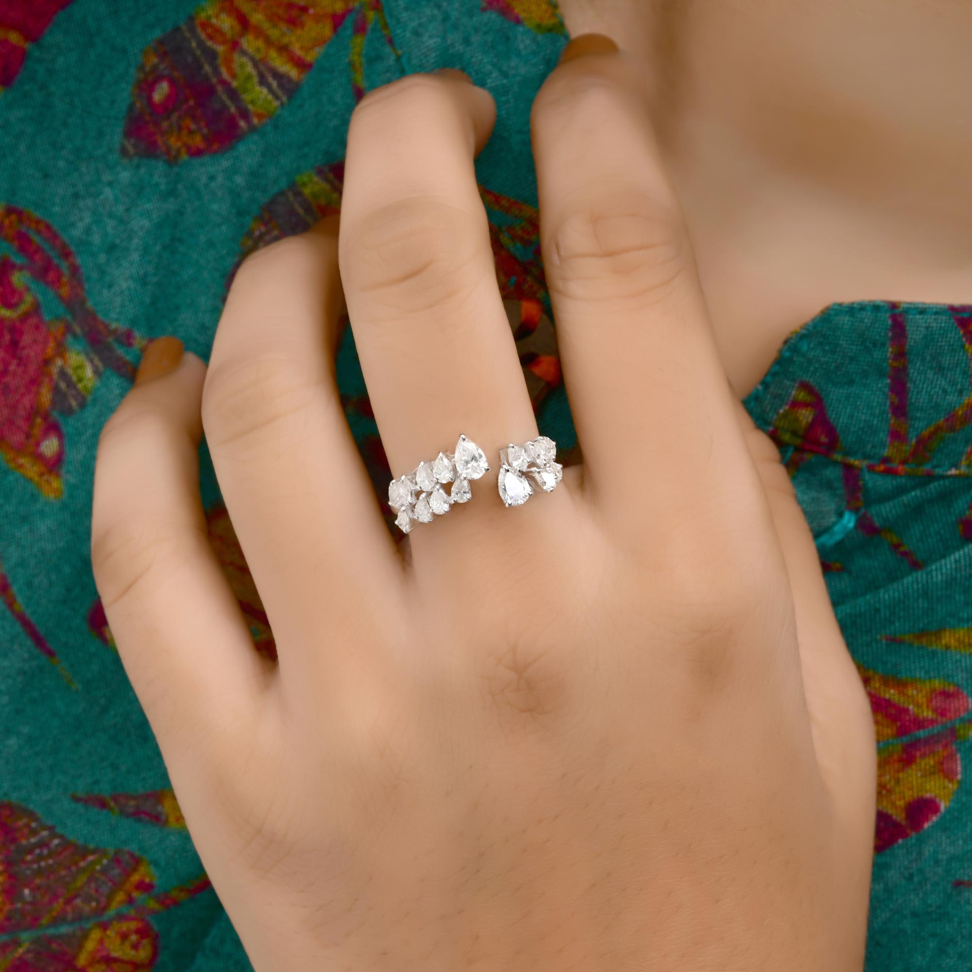 Anillo puño diamante pera SI/H natural 1,33 quilates Oro blanco 14 quilates Joyería fina Corte pera en venta