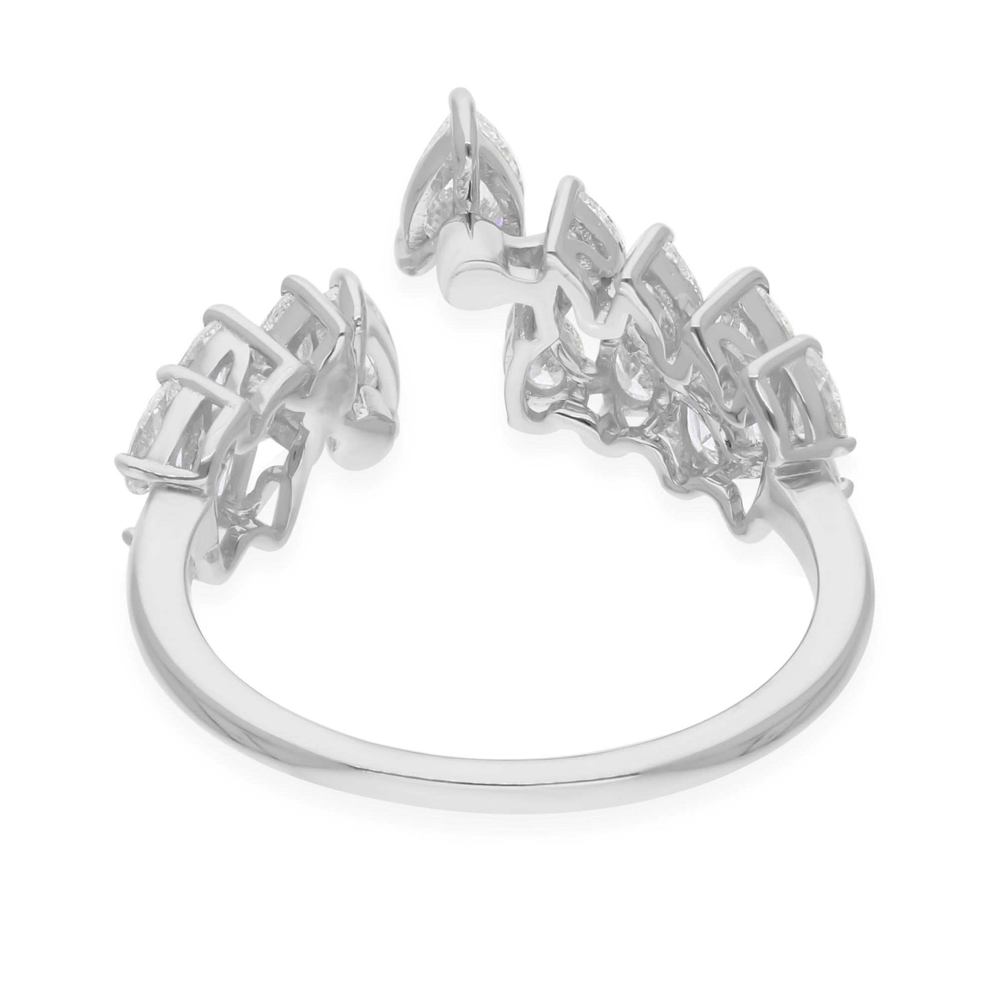 Anillo puño diamante pera SI/H natural 1,33 quilates Oro blanco 14 quilates Joyería fina en venta 2